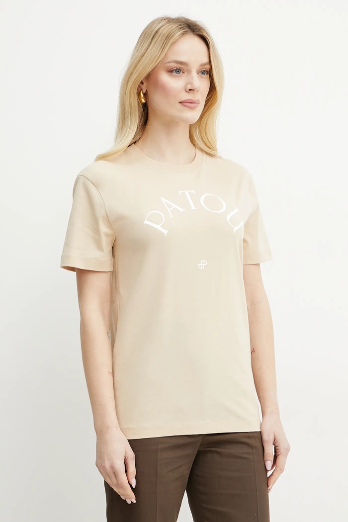 Patou tricou din bumbac print bej JE1369999