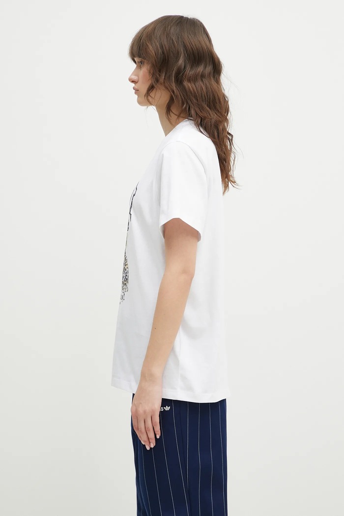 GANNI t-shirt bawełniany Basic Jersey Leopard Relaxed T4124 biały AA00