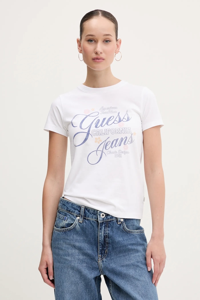 Guess Jeans t-shirt z elastanem biały W5GI24.J1314