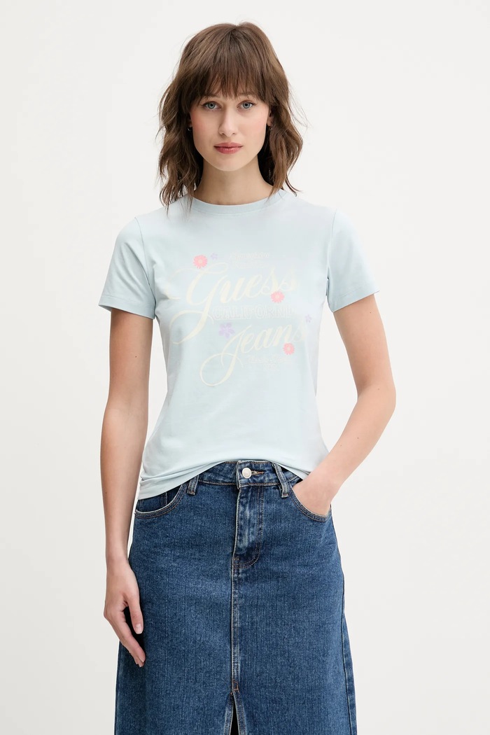 Tričko Guess Jeans slim modrá W5GI24.J1314