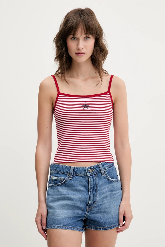 Top Guess Jeans slim burgundské W5GP35.KCIE1