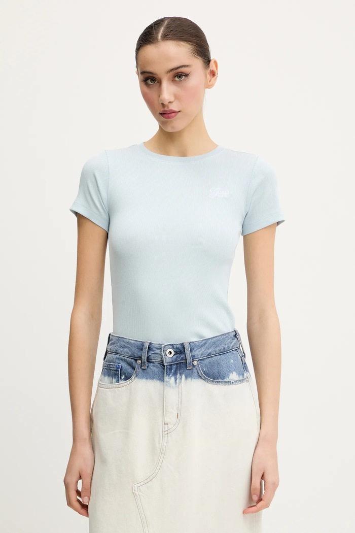 Guess Jeans t-shirt aplikacja niebieski W5GP62.KA0H1