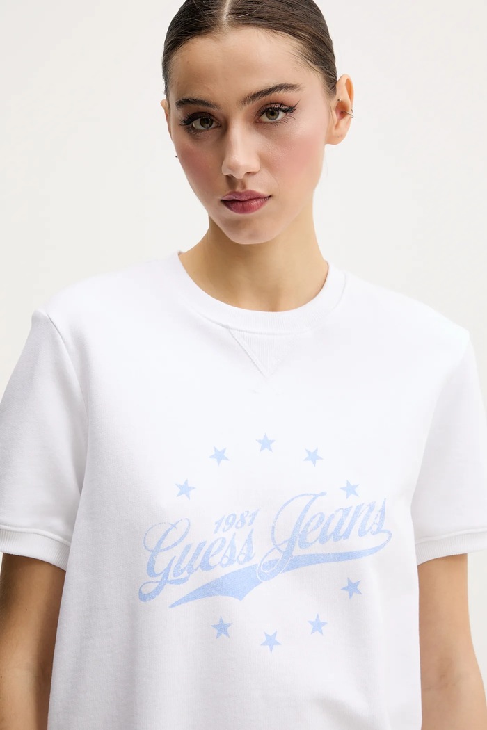 Памучна тениска Guess Jeans бял W5GQ36.K68I4