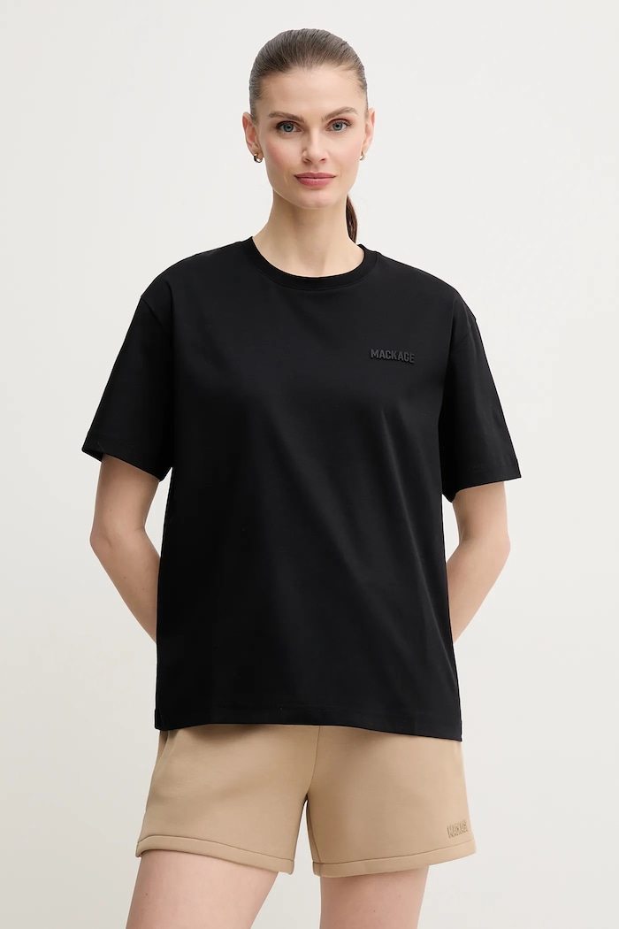 Pamučna majica MACKAGE bez uzorka crna TEE.W