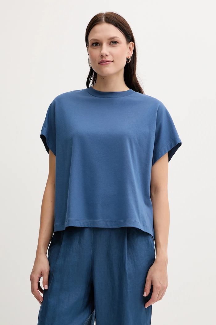 United Colors of Benetton T-shirt damski bawełniany bawełna niebieski 3096D1071