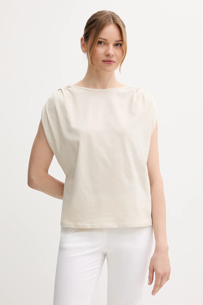 United Colors of Benetton t-shirt bawełniany bawełna beżowy 3096D10AB