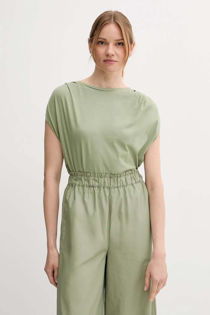 Bavlnené tričko United Colors of Benetton relaxed zelená 3096D10AB