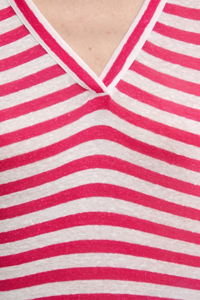 United Colors of Benetton t-shirt z domieszką lnu 38O0D10A8 różowy