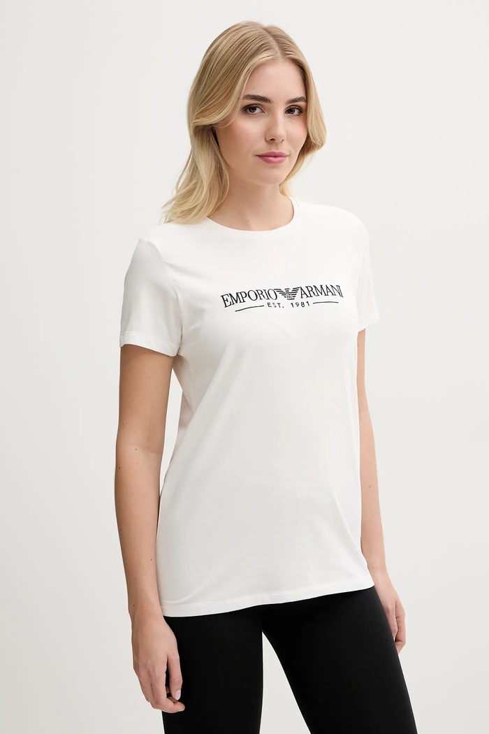Homewear majica kratkih rukava Emporio Armani Underwear print bež EW000408.AF10881
