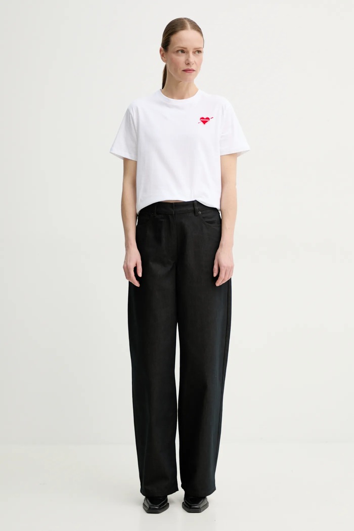 The Kooples tricou din bumbac FTSC30036K alb SS25