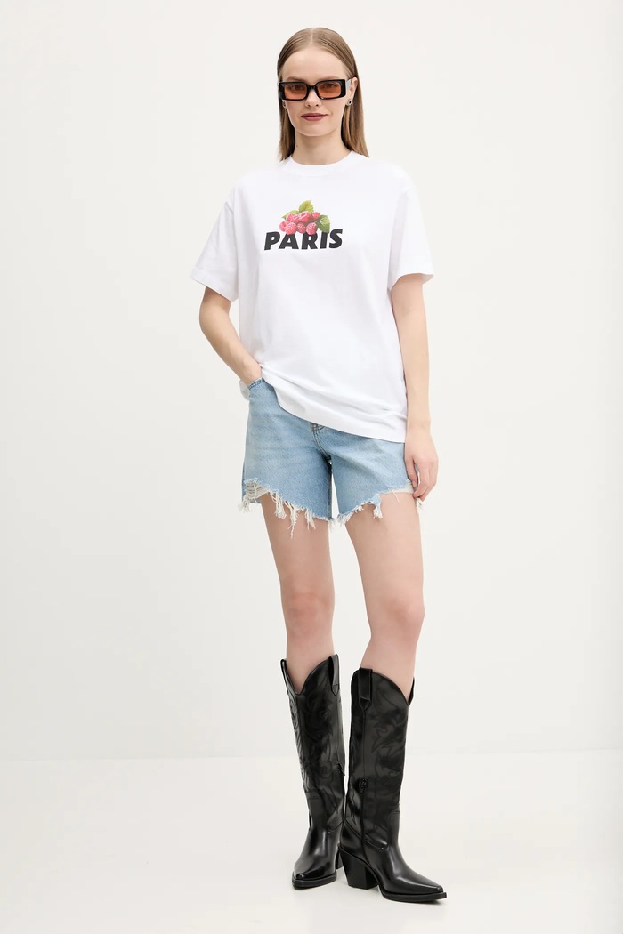 Abercrombie & Fitch pamut póló KI157.5237.100 fehér SS25