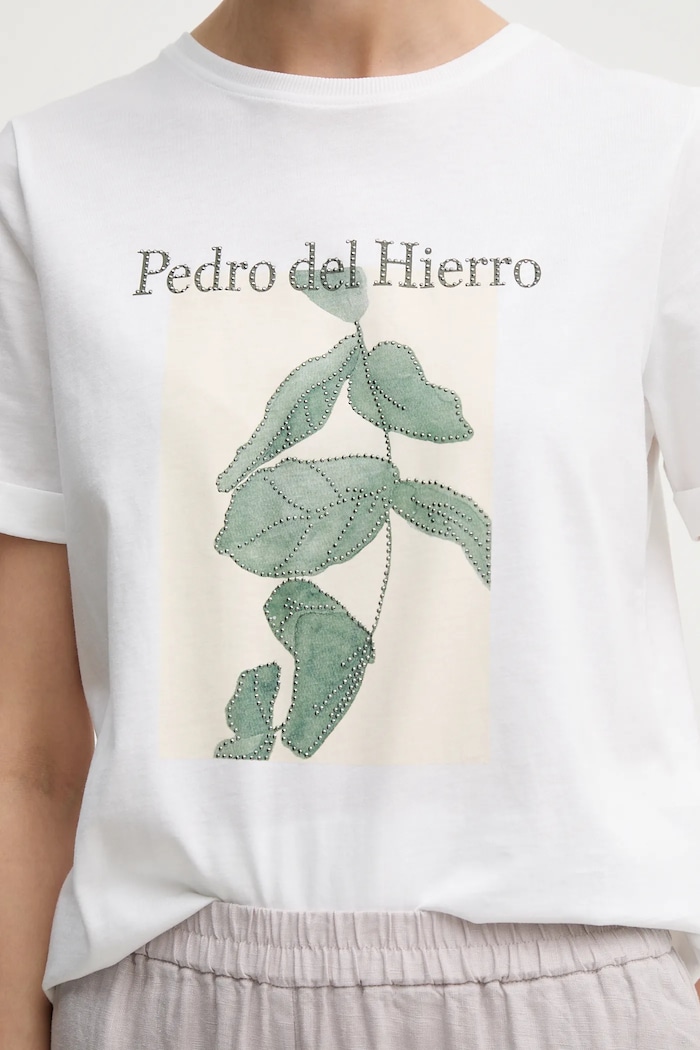Βαμβακερό μπλουζάκι Pedro del Hierro 4539617 λευκό