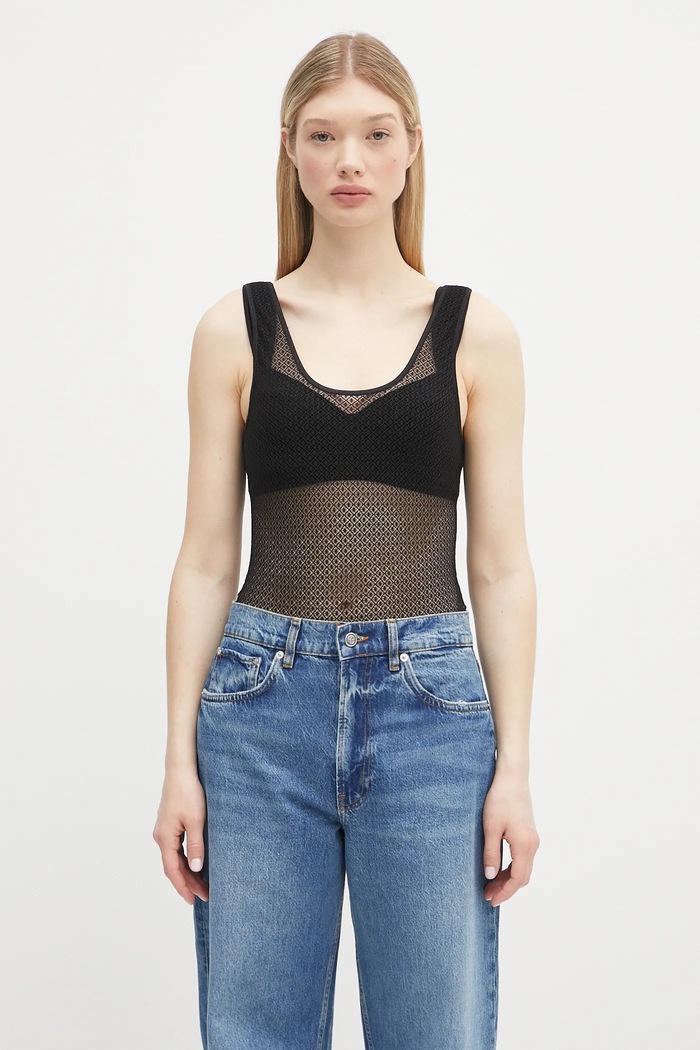 Anine Bing body Alysha Bodysuit uni negru A.10.10685