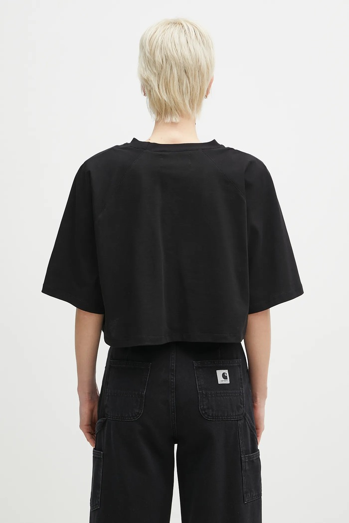 Одяг Бавовняна футболка Fiorucci Logo Label Cropped Padded U02SPTSH106CJ01BK01 чорний
