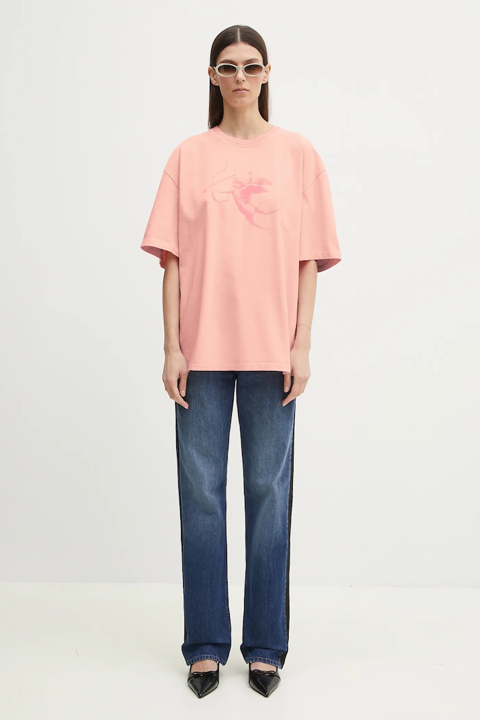 Fiorucci tricou din bumbac Print Boxy Fit U02SPTSH103CJ01PN02 roz