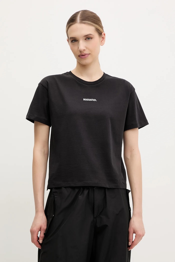 Rossignol t-shirt bawełniany Presset nadruk czarny RLNWY14