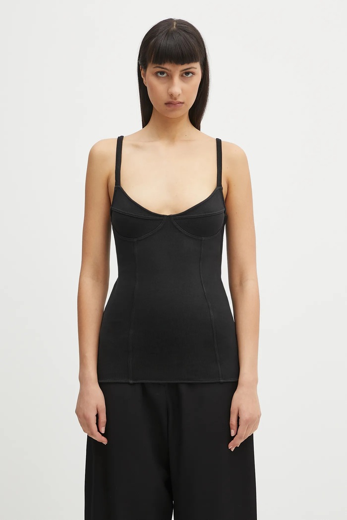 Our Legacy top bawełniany Cami Tank gładkie czarny W2256CW