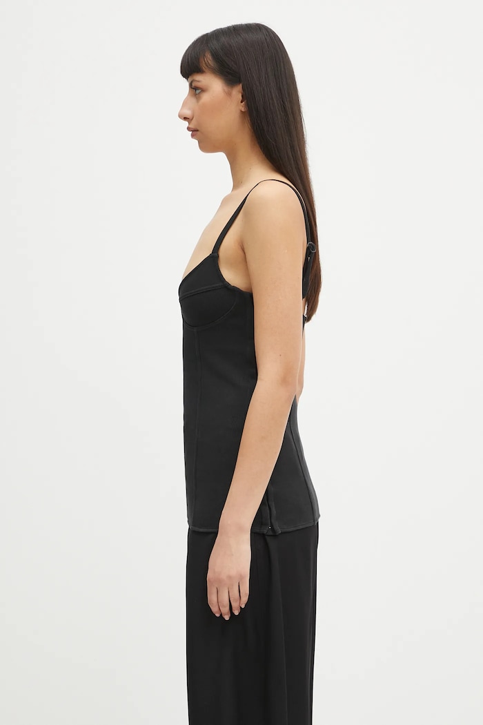Our Legacy top bawełniany Cami Tank W2256CW czarny SS25