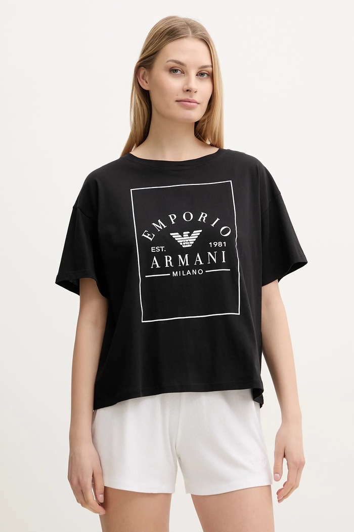 Bavlněné tričko Emporio Armani Underwear kulatý černá EW000553.AF10887