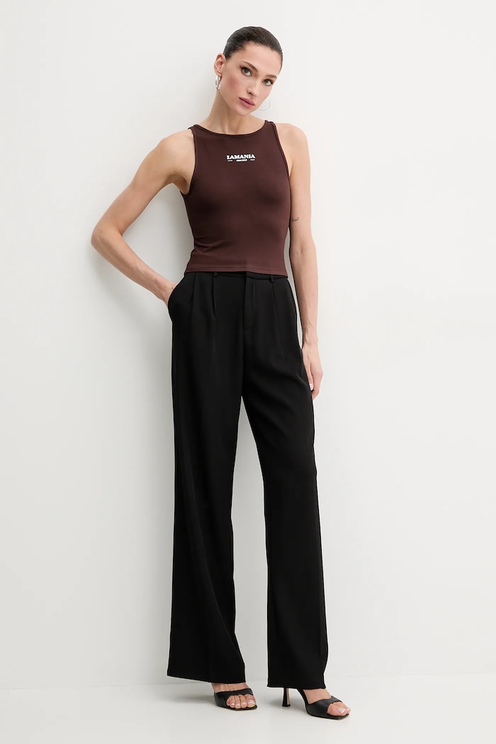 La Mania Top BASIC.CROP.TOP maro SS25