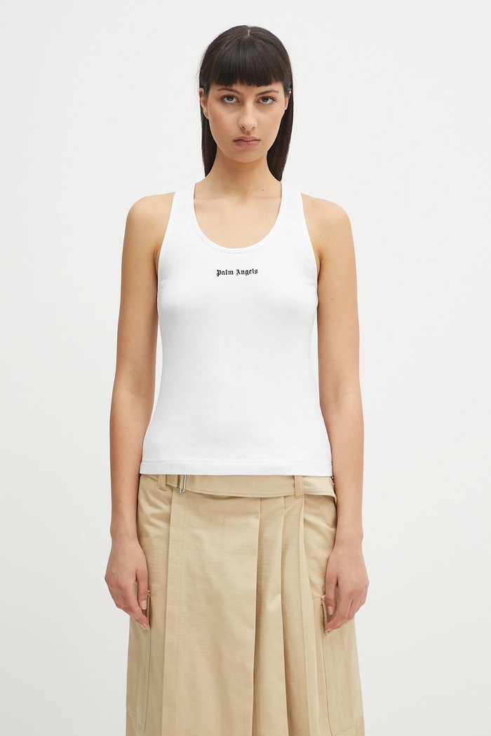 Palm Angels top Classic Logo Rib regular white PWAC020C99FAB0010110