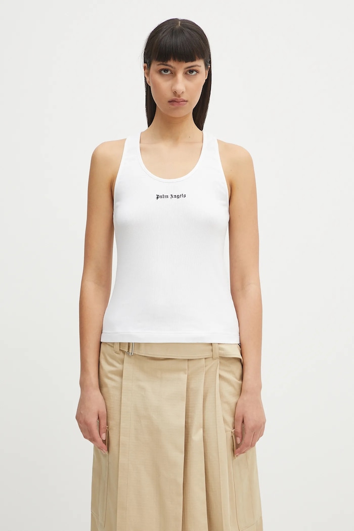 Palm Angels top Classic Logo Rib regular white PWAC020C99FAB0010110