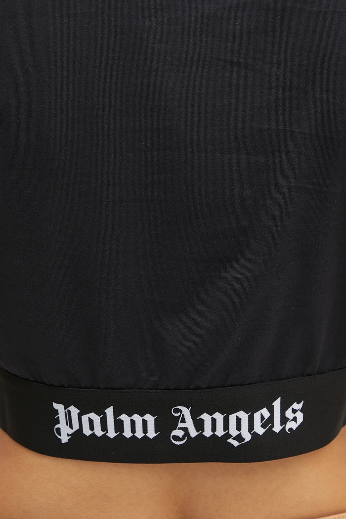 Bavlnené tričko Palm Angels Classic Logo Tape Crop čierna PWAA067C99JER0011010