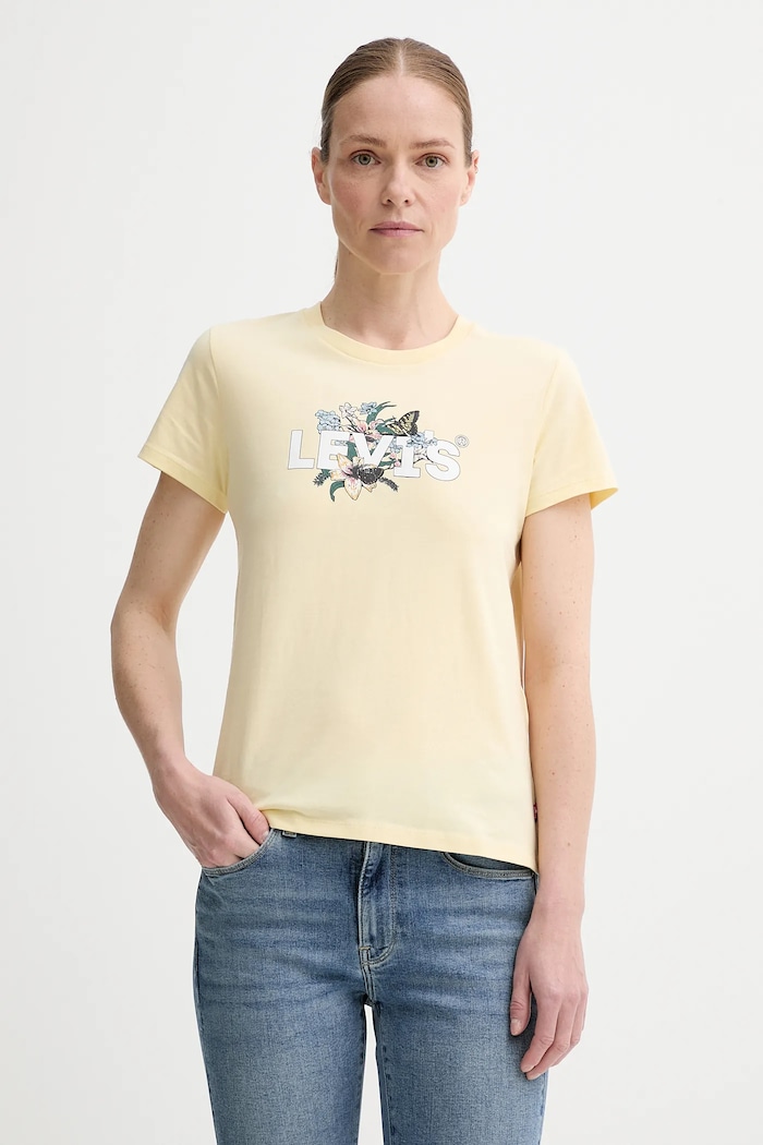 Levi's t-shirt bawełniany THE PERFECT TEE nadruk żółty 17369.3019