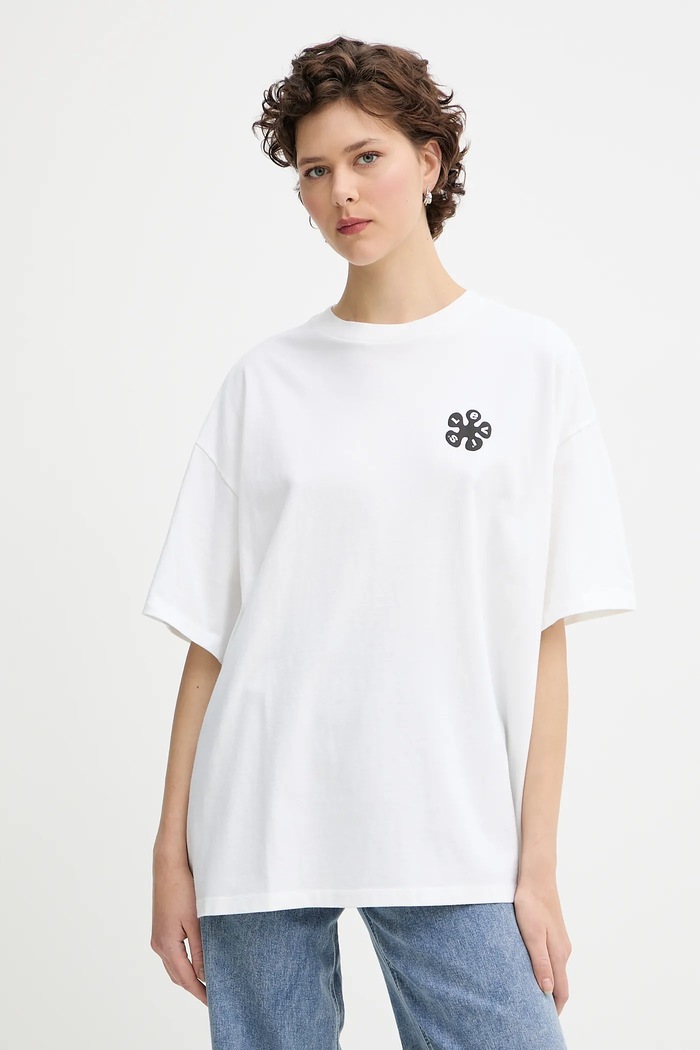 Bavlněné tričko Levi's GRAPHIC SHORT STACK TEE kulatý bílá A4924