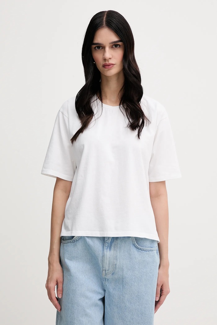 Sisley tricou din bumbac uni bej 3F1QL107K