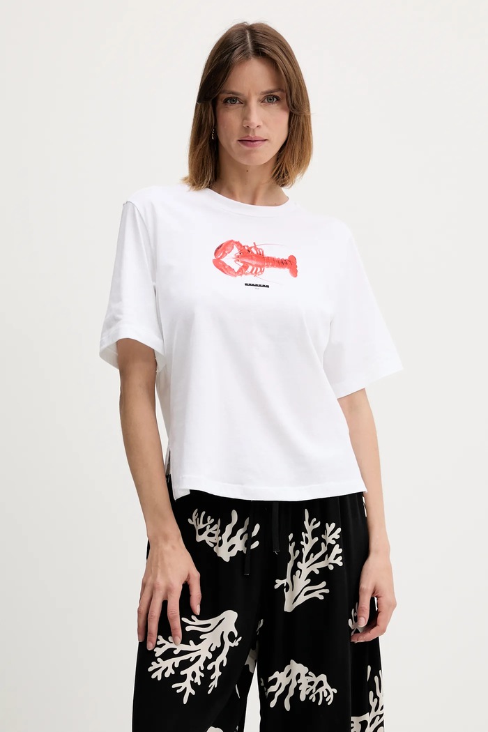 Sisley T-shirt in cotone bianco 3I1XL107G