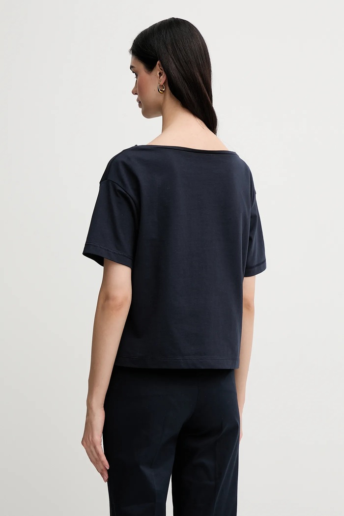 Îmbrăcăminte Sisley Tricou din bumbac 36W9L400N bleumarin
