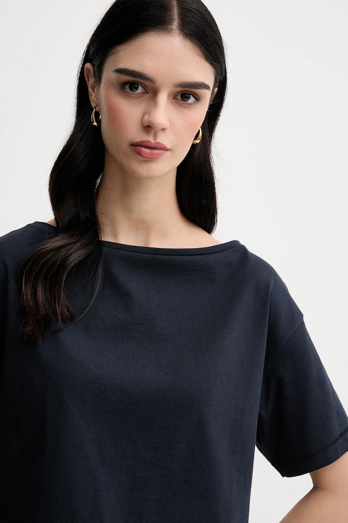 Tricou din bumbac Sisley 36W9L400N bleumarin
