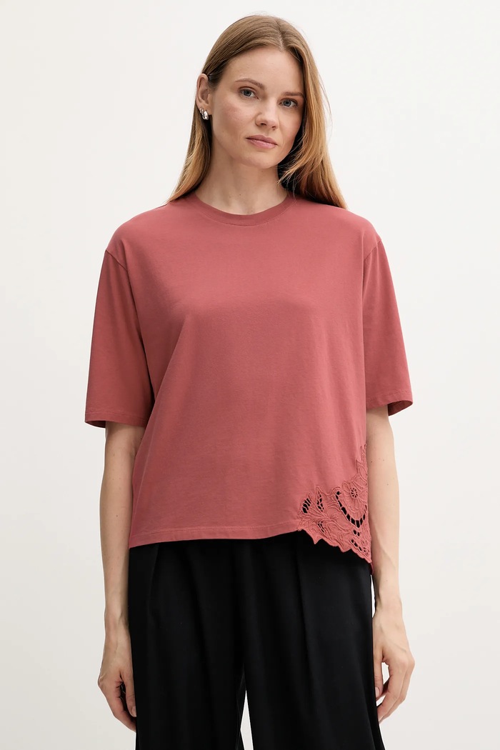 Sisley Tricou din bumbac roz 3F1QL107M