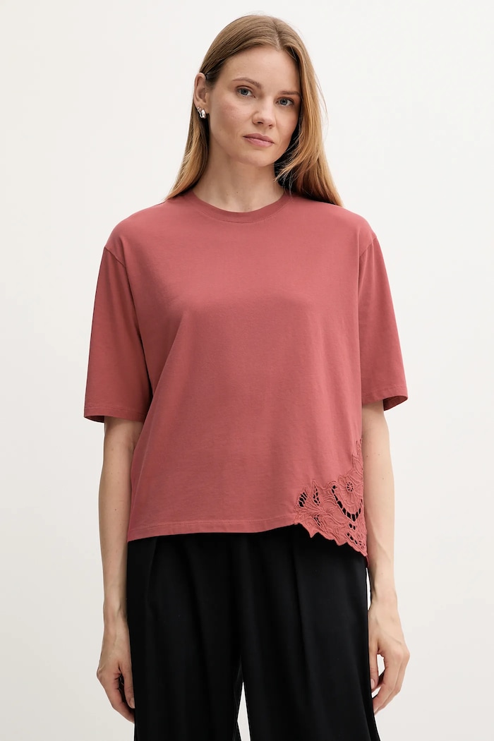 Sisley Tricou din bumbac roz 3F1QL107M