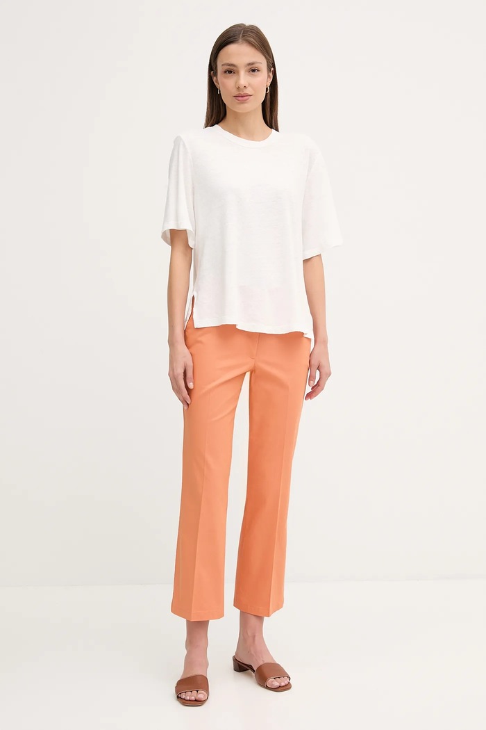 Sisley t-shirt lniany 3UTFL107C biały SS25