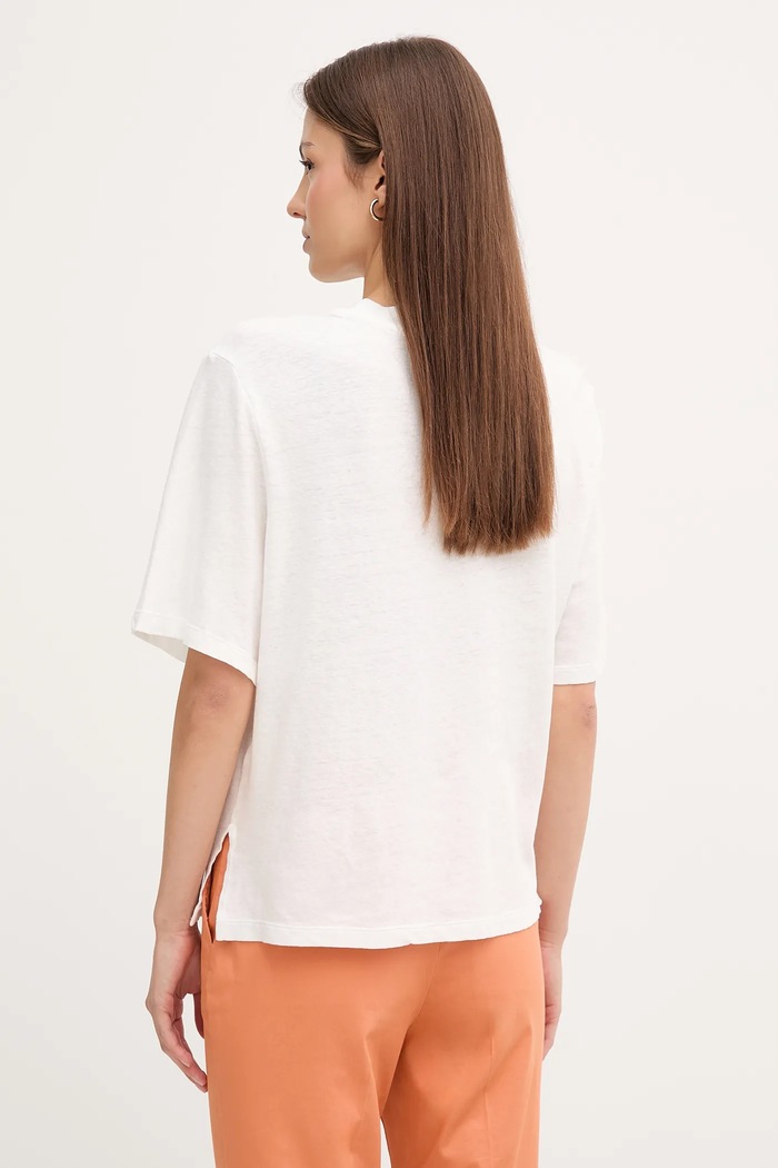 Odzież Sisley t-shirt lniany 3UTFL107C biały