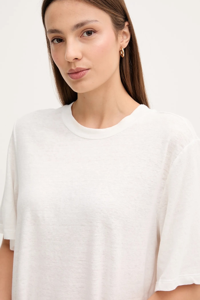 Sisley t-shirt lniany biały 3UTFL107C