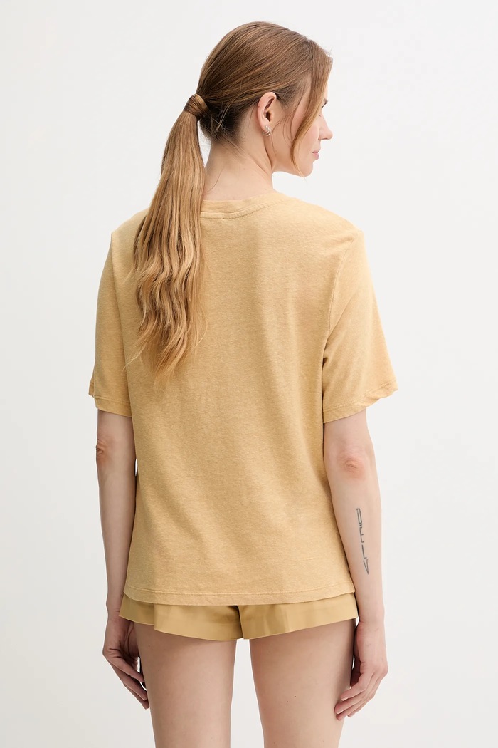 Odzież Sisley t-shirt lniany 3UTFL107C zielony
