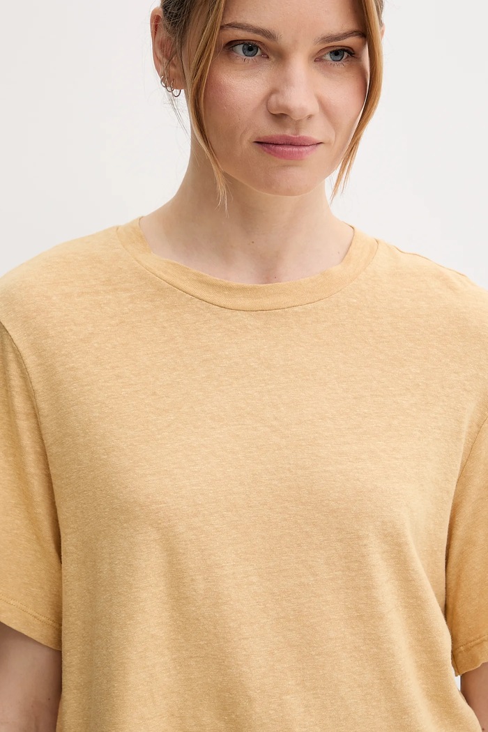 Sisley t-shirt lniany zielony 3UTFL107C