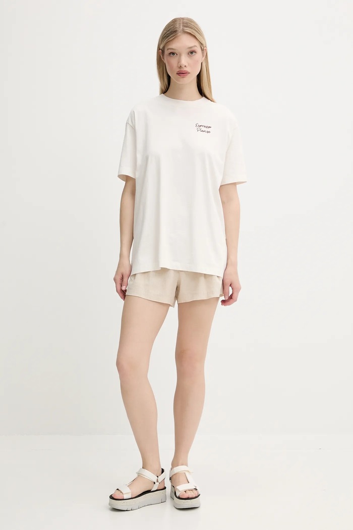 Abercrombie & Fitch T-shirt bawełniany KI157.5068.101 beżowy SS25