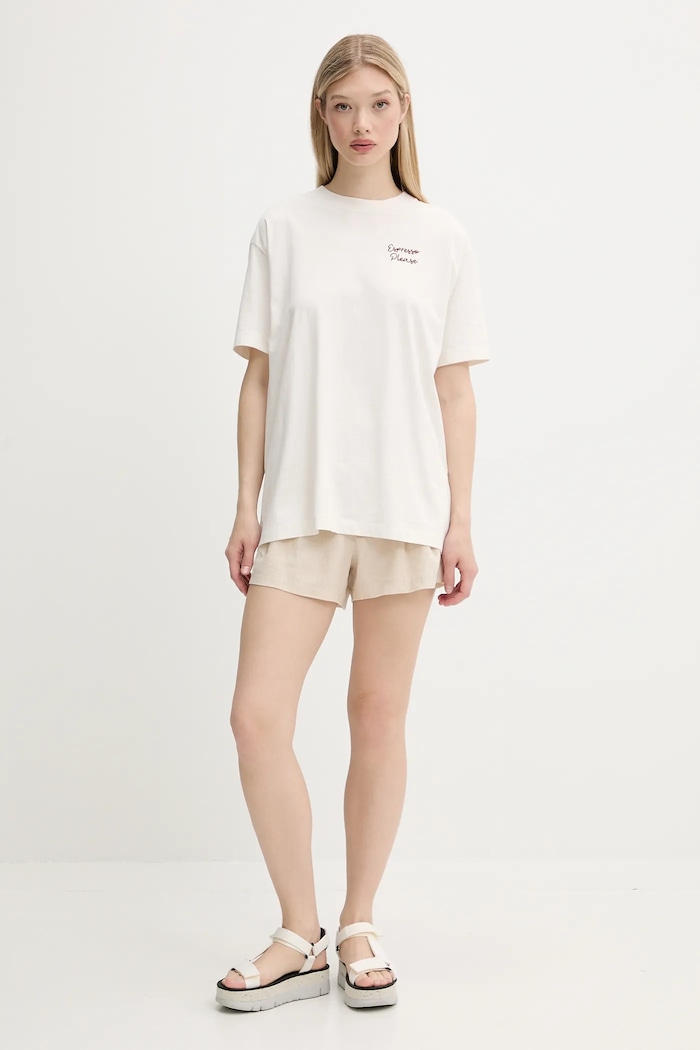 Abercrombie & Fitch T-shirt bawełniany KI157.5068.101 beżowy SS25