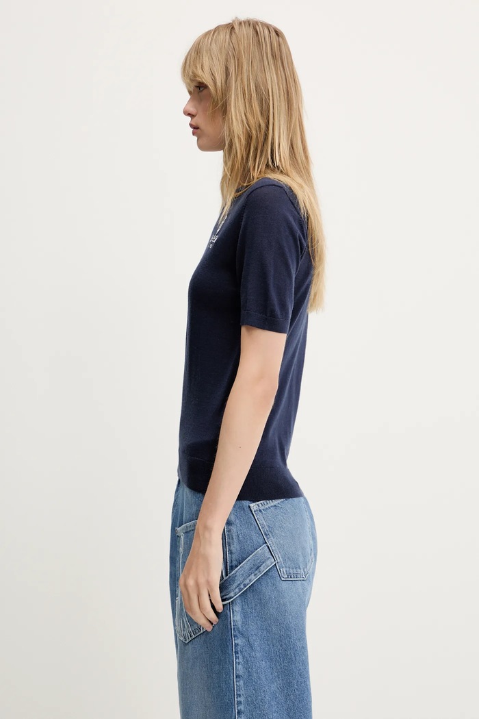 Sporty & Rich Wool t-shirt Vendome Merino TO078606205BL106 navy SS25
