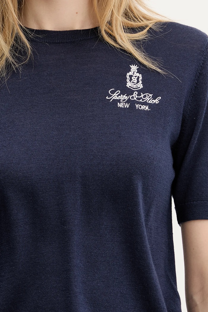 Wool t-shirt Vendome Merino Sporty & Rich TO078606205BL106 navy