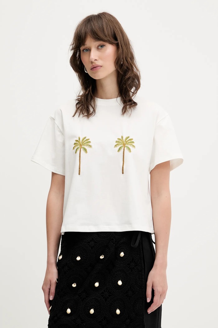 Never Fully Dressed t-shirt elasztánnal fehér NFDTO1726