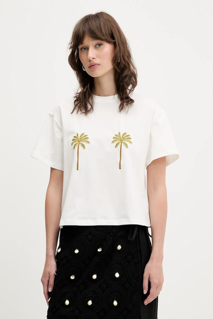 Never Fully Dressed t-shirt elasztánnal fehér NFDTO1726