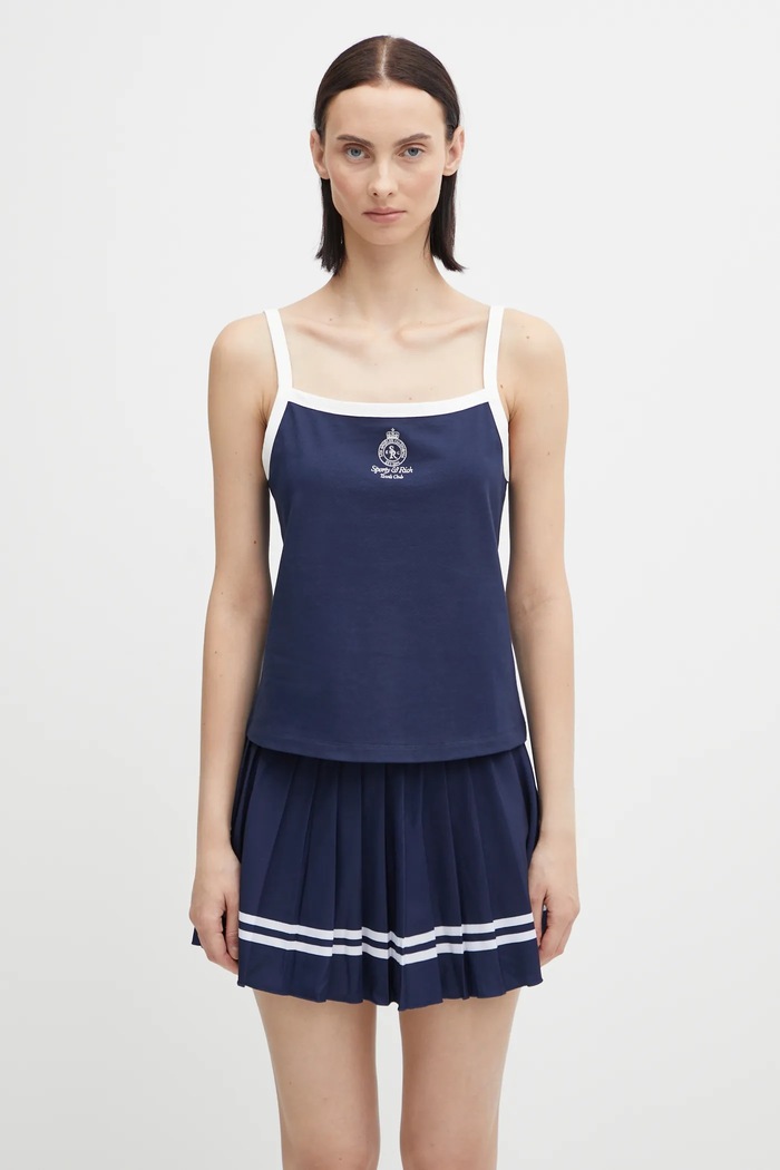 Top Sporty & Rich Crown Tennis Pique Tank κανονικό σκούρο μπλε TO079621304BL107