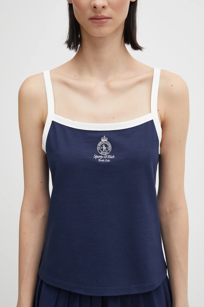 Top Sporty & Rich Crown Tennis Pique Tank σκούρο μπλε TO079621304BL107
