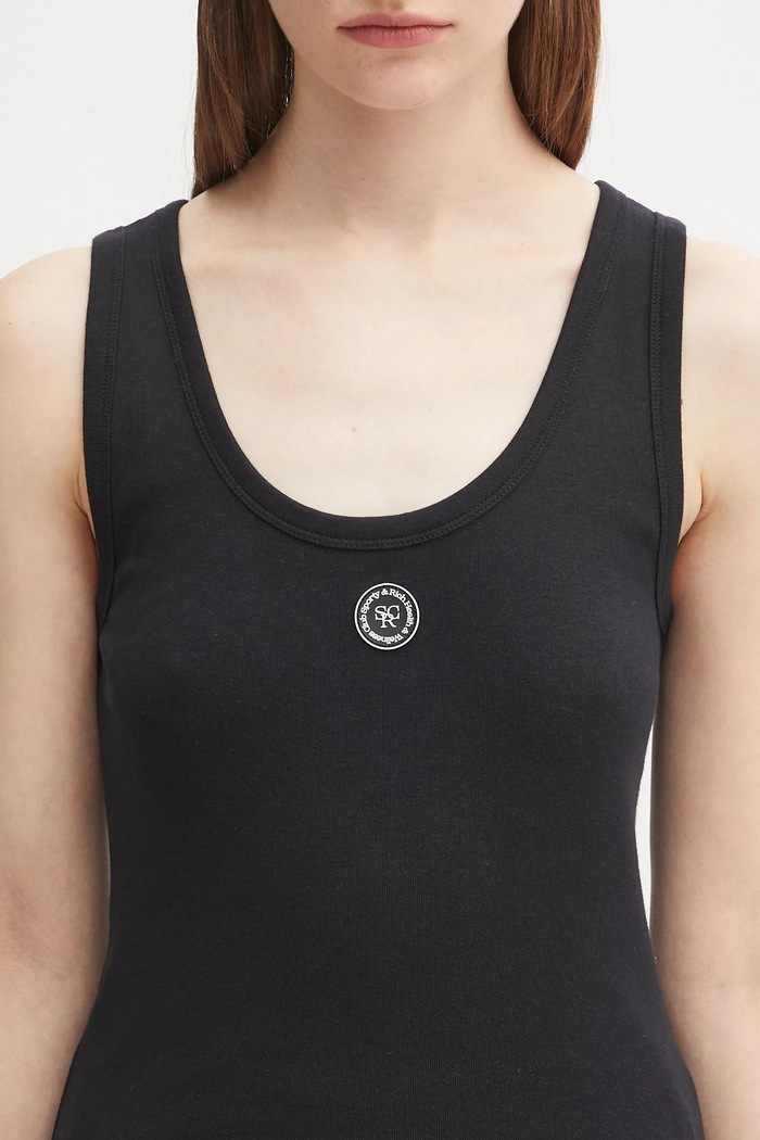 Бавовняний топ Sporty & Rich Shrwc Baby Rib Tank чорний TO081600305BA01