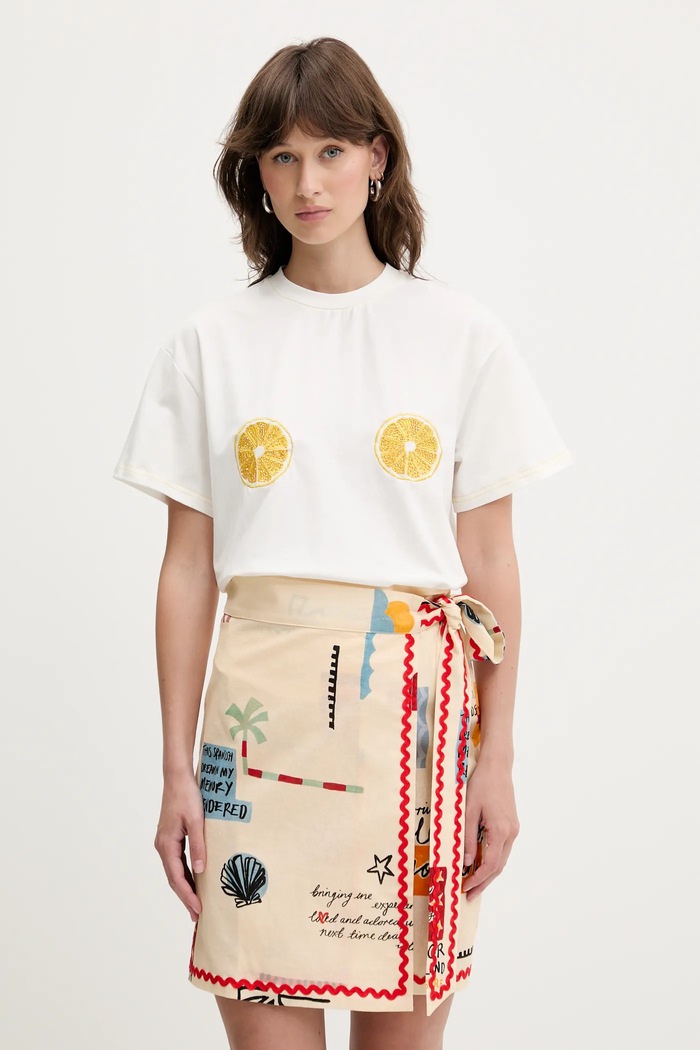 Never Fully Dressed tricou imprimeu bej NFDTO1764